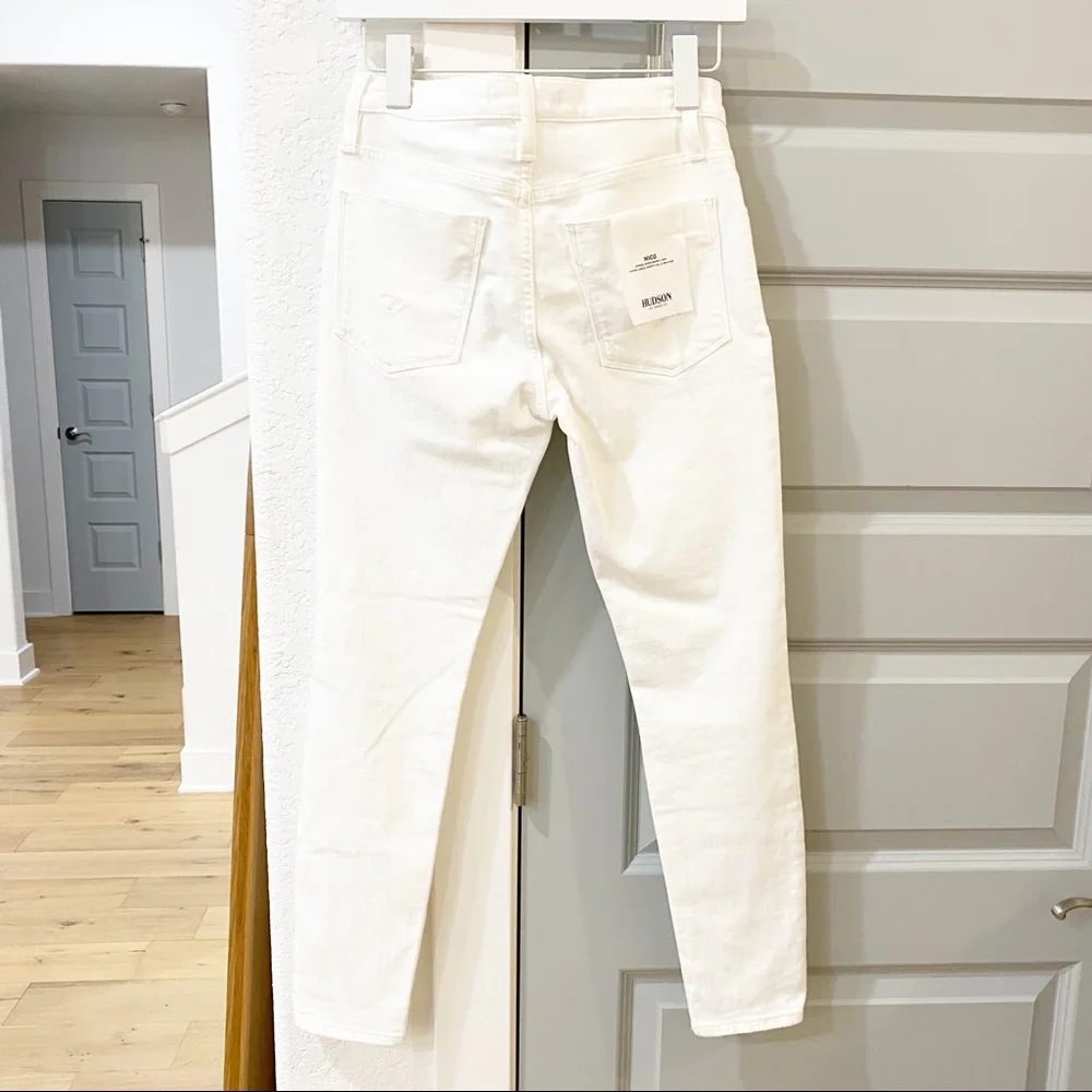 NWT Hudson Nico Mid Rise Super Skinny Crop Jeans White Revolve - Picture 3 of 6